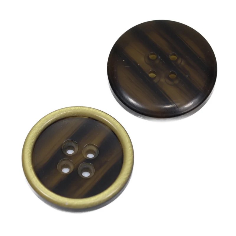 Hornimitatknopf Braun 4-Loch-Knopf – Blazer- und Sakkoknopf HI-85
