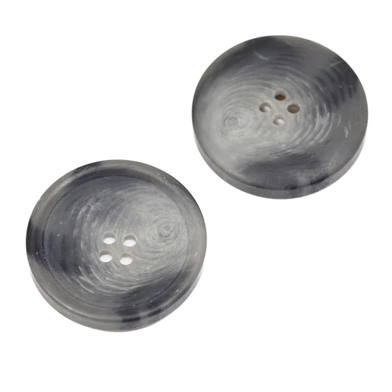 Hornimitatknopf Grau 4-Loch-Knopf – Blazer- und Sakkoknopf HI-87