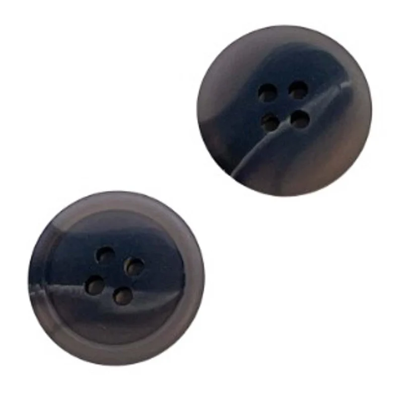 Hornimitatknopf Grau 4-Loch-Knopf – Blazer- und Sakkoknopf HI-88
