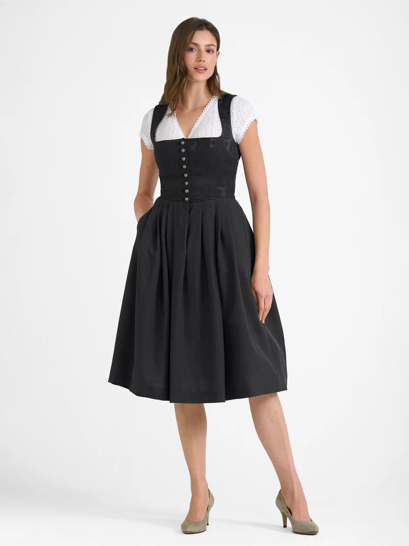 BERWIN Dirndl mit Jacquard-Mieder & Knopfleiste