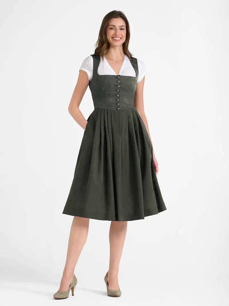 BERWIN Dirndl mit Jacquard-Mieder & Knopfleiste