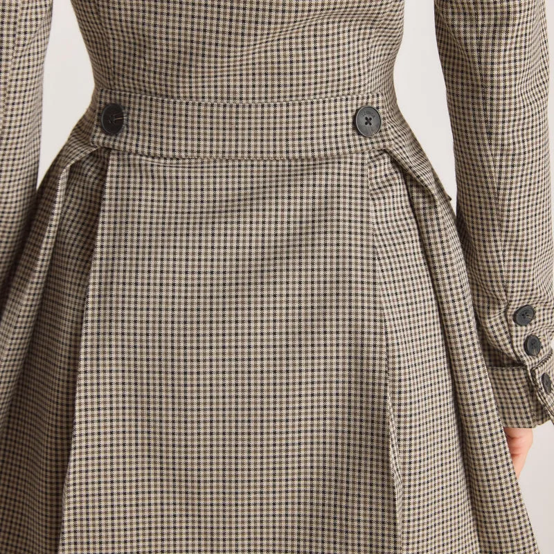 Hahnentrittmuster-Blazerkleid - Braun