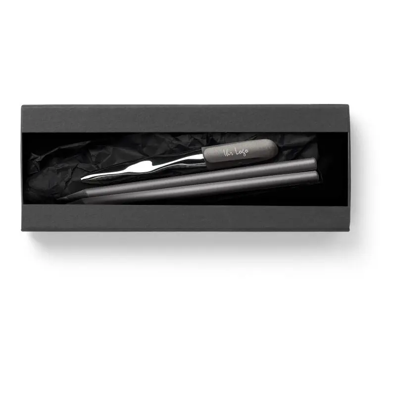 n'ice Pen Metallic Schreibset - Schwarz - Grau - Stilvolle Schreibutensilien für Büro und Alltag
