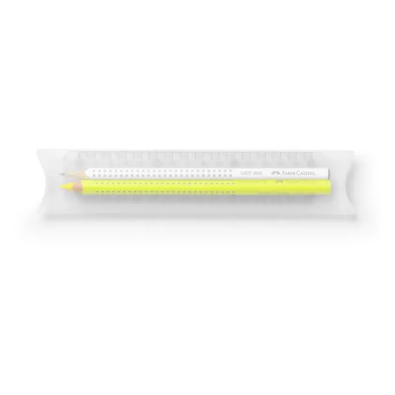 Grip College Schreibset - Weiß - Gelb - Ergonomisches Schreibwerkzeug für Schule, Büro und Notizen