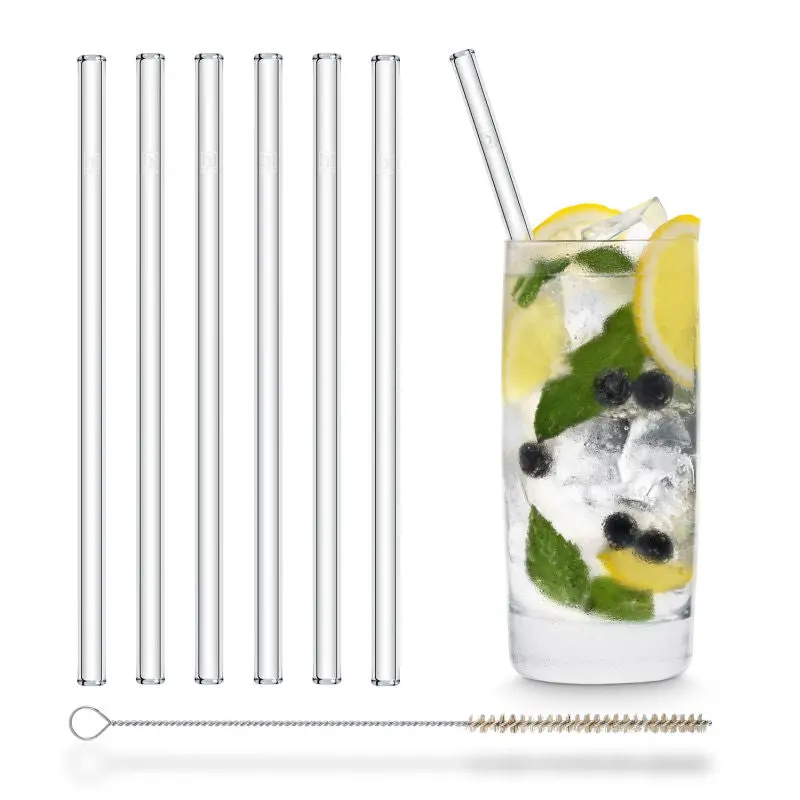 Wiederverwendbare Glas Trinkhalme 15 cm im 6er Set - Mit Individueller Verpackung