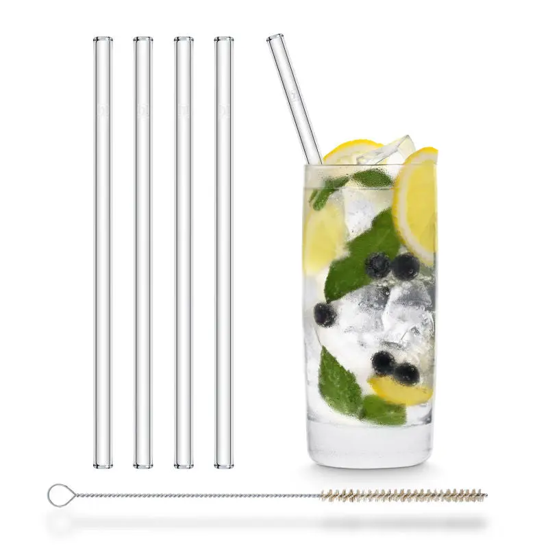 Wiederverwendbare Glas Trinkhalme 15 cm im 4er Set - Inklusive Individueller Verpackung