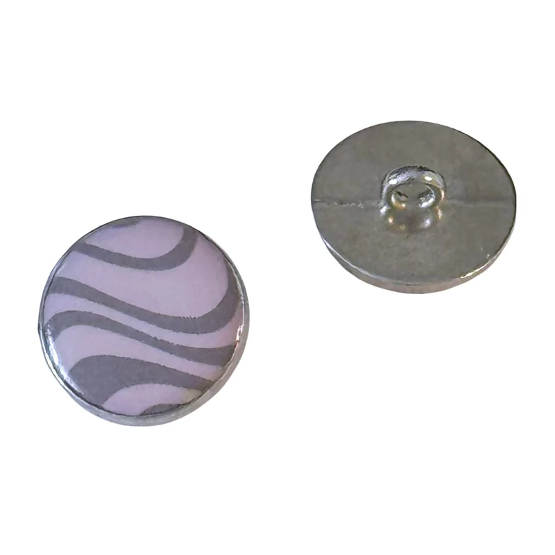 Retro Metallknopf Silber mit lila -grauen Muster – Öse MK-36-A