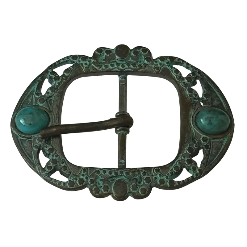 Trachten-Gürtelschnalle Ornament mit Türkis – Antikpatina TS-72