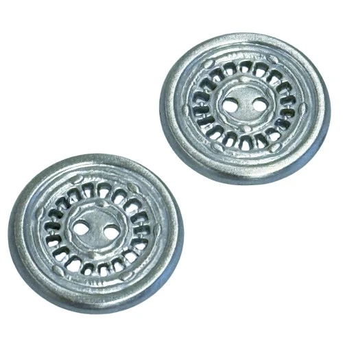 Metallknopf loch Muster Silber Grau 2-Loch – MK-11-Platin