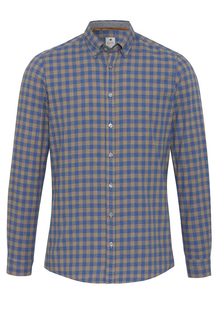 Hatico Langarm FreizeitHemd blau