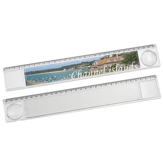 Glasklares Lineal mit Lupe und bedrucktem Einleger, 30 cm – Innovativ & Praktisch