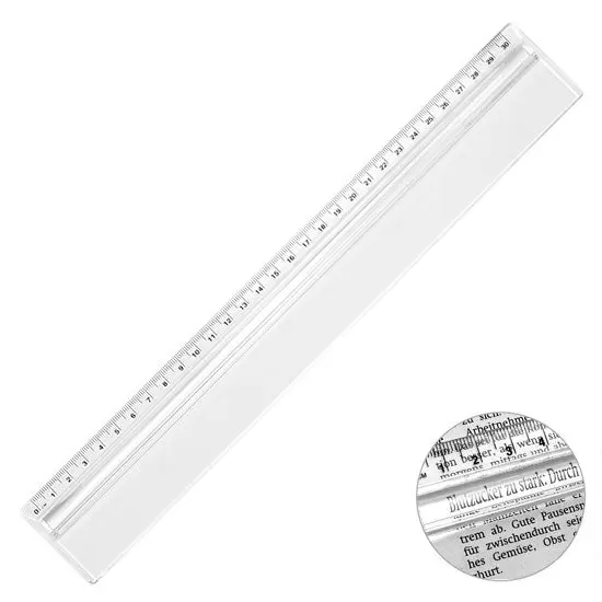 30 cm Lineal mit Zeilenlupe in Glasklar – Perfekt für Präzisionsarbeit