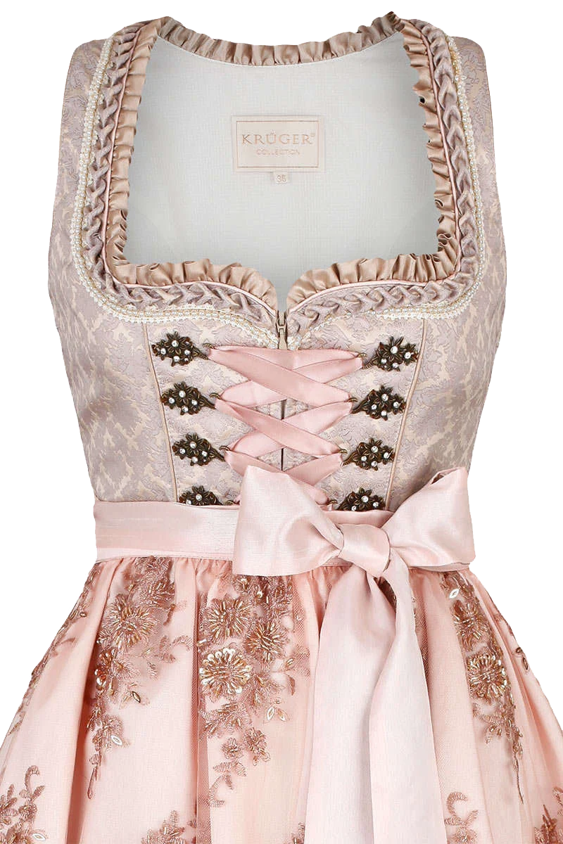 Midi-Dirndl mit Spitzenschürze