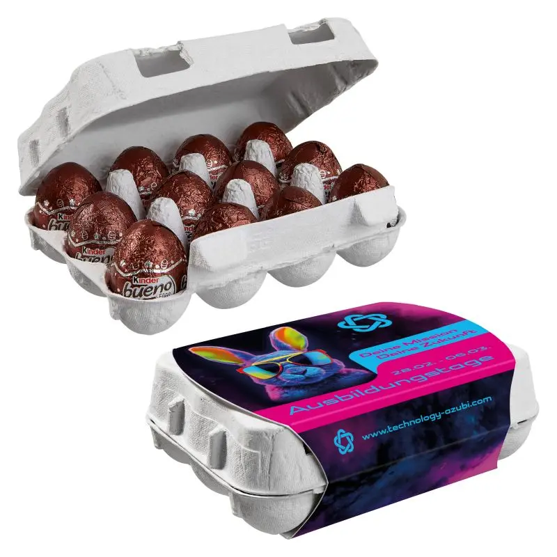 12er Set Ostereier-Karton mit Kinder Bueno Eiern - Personalisierbar