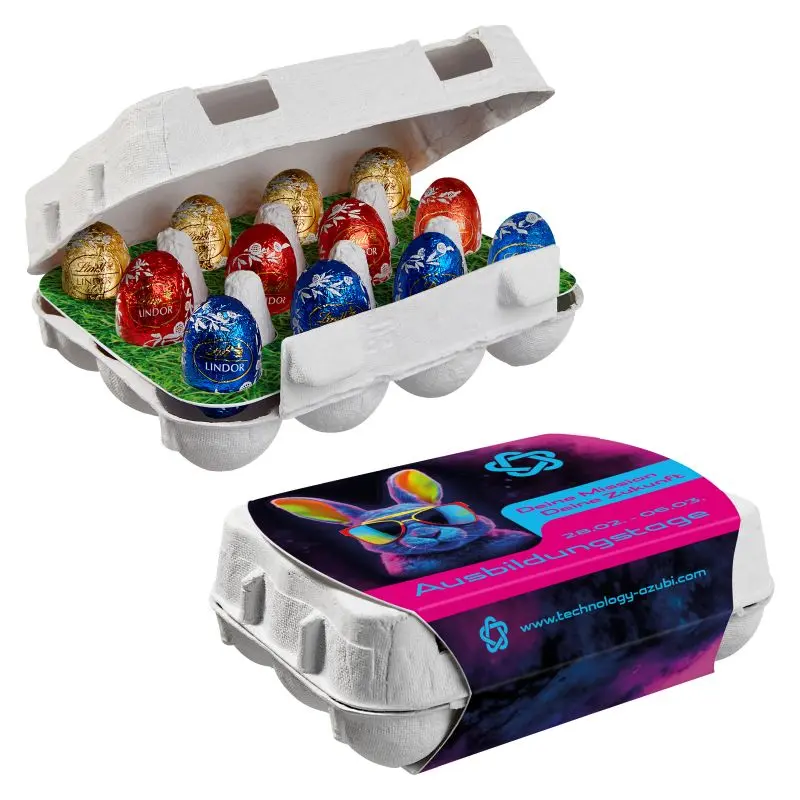 12er Ostereier-Karton mit Lindt Lindor Mini-Eiern – Personalisiertes Luxusgeschenk