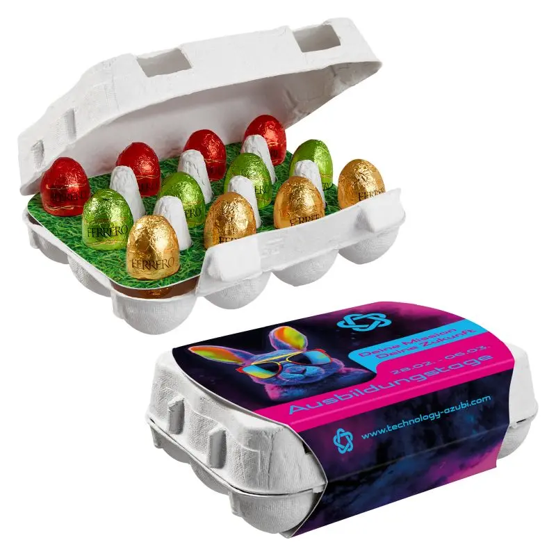 12er Ostereier-Box mit Ferrero Küsschen Eiern - Individuell Bedruckt