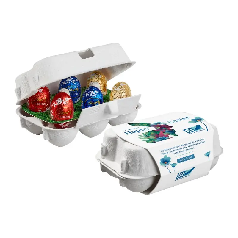 6er Ostereier-Karton mit Lindt Lindor Mini-Eiern – Inklusive Personalisierung