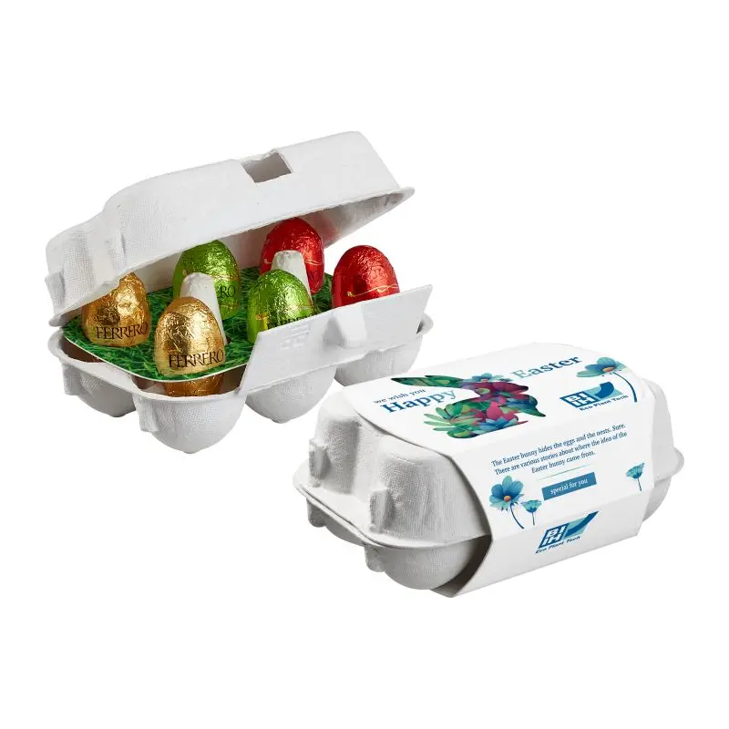 6er-Pack Ostereier-Karton mit Ferrero Küsschen Schokoladeneiern, Personalisierbar