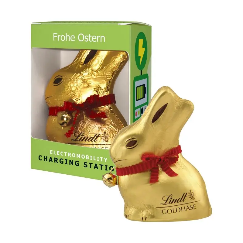 Lindt & Sprüngli Osterhase in Geschenkbox mit Sichtfenster und Druck