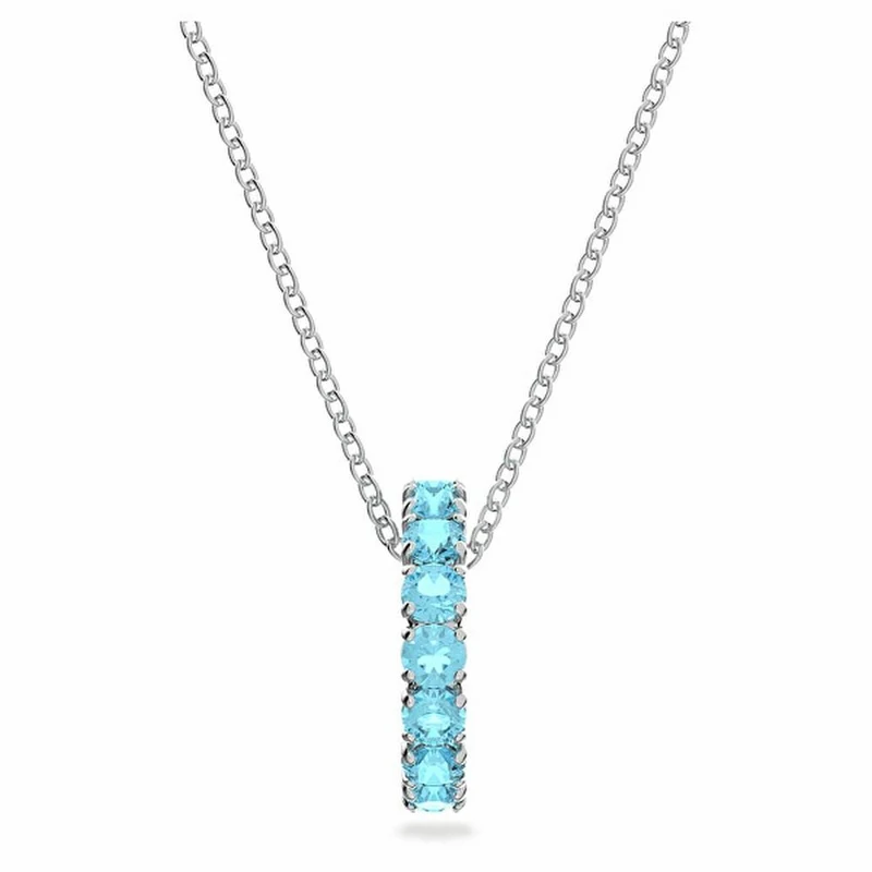 Swarovski Damen Halskette mit Anhänger Exalta Rundschliff Blau Pavé 5643754