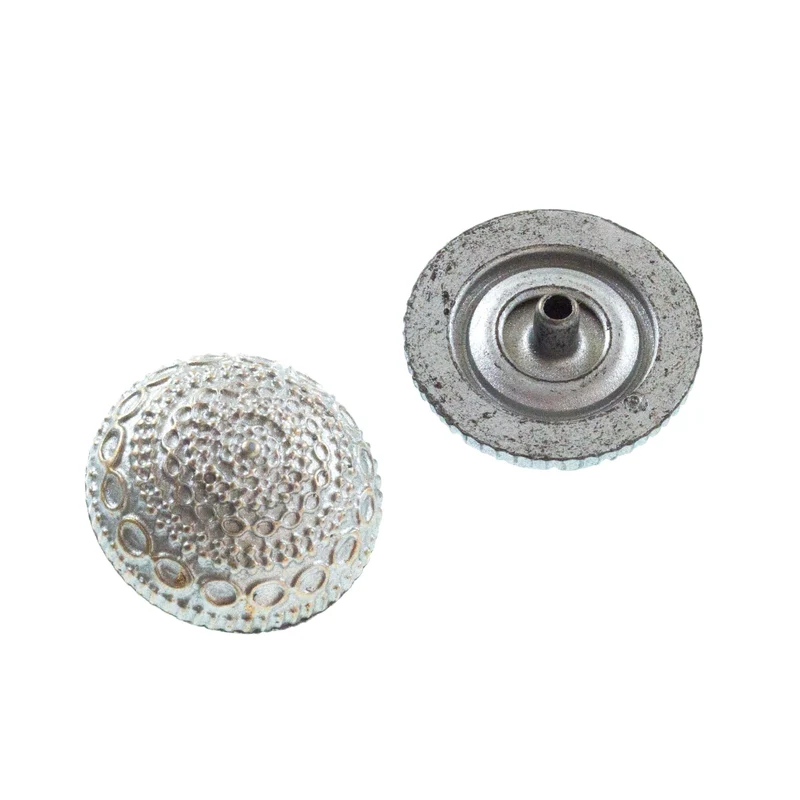 Druckknopf Halbkugel Ornament Silber 5 mm – Metallknopf NK-46