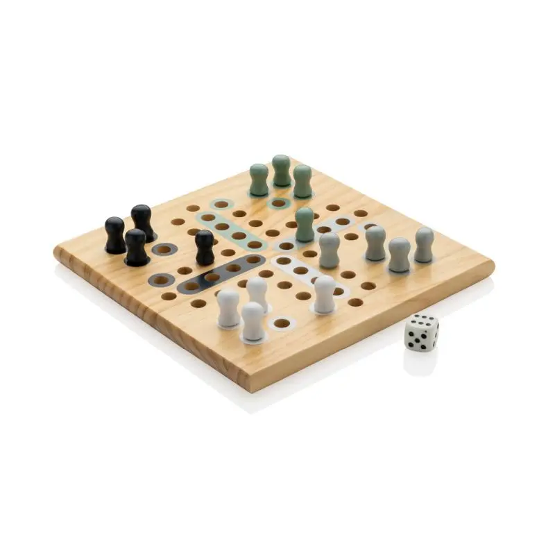 Claire Ludo Brettspiel aus Holz in Braun - Klassisches Familienspiel für zu Hause