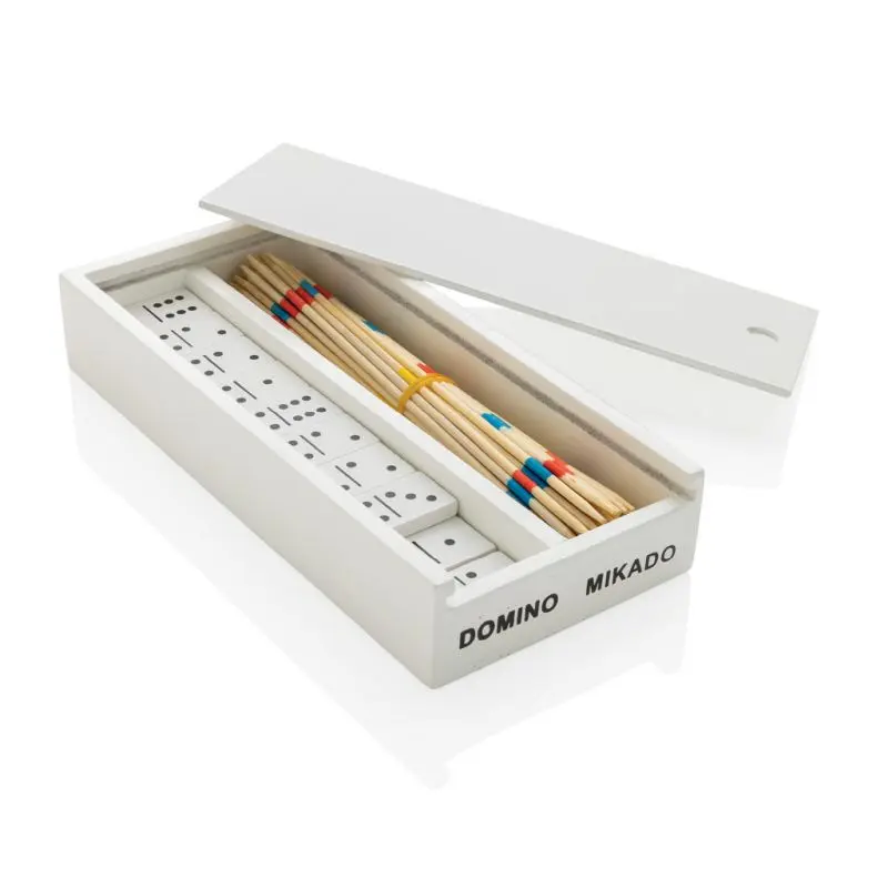 Deluxe Mikado und Domino Set in Weißer Holzbox - Klassische Spiele in stilvollem Design