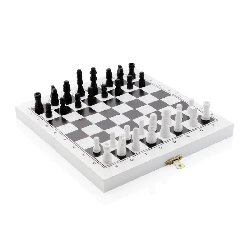 Deluxe 3-in-1 Brettspielset in Weiß - Schach, Dame, Backgammon in Eleganter Box
