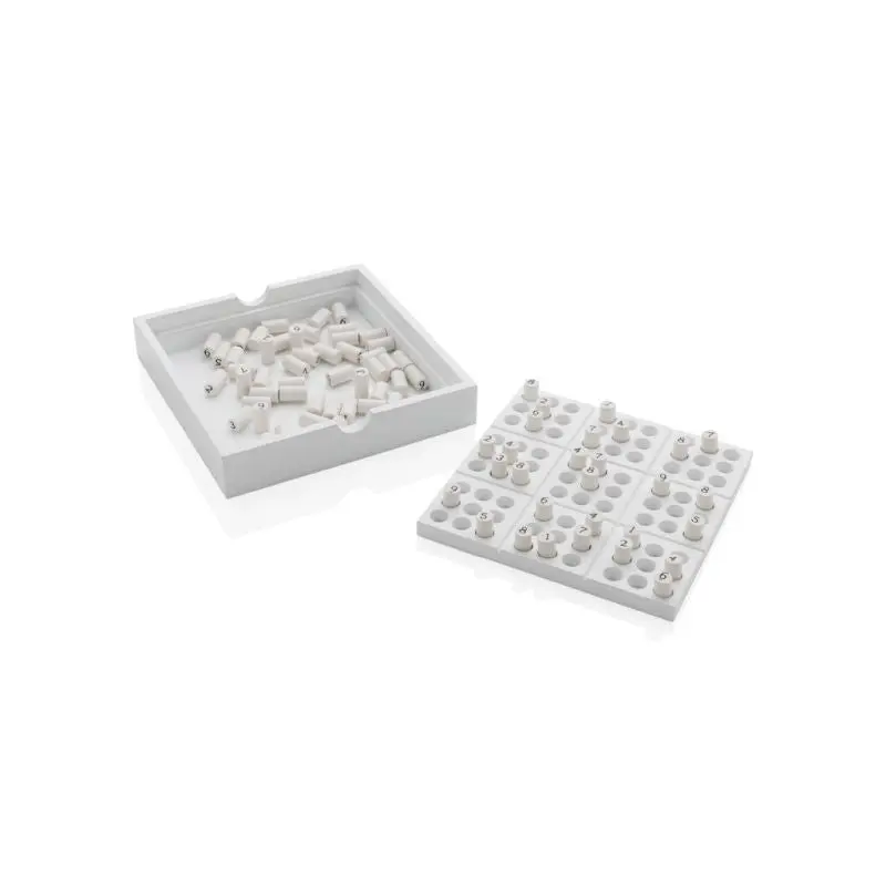 Holz-Sudoku-Spiel in Weiß - Elegantes Denkspiel für Logik- und Zahlenfreunde