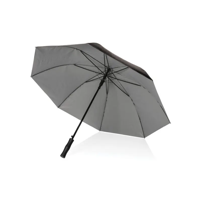 2 Impact AWARE™ RPET 190T Pongee Bi-Color Auto-Open-Schirm - Silber Stilvoll & Umweltfreundlich Premium-Regenschutz