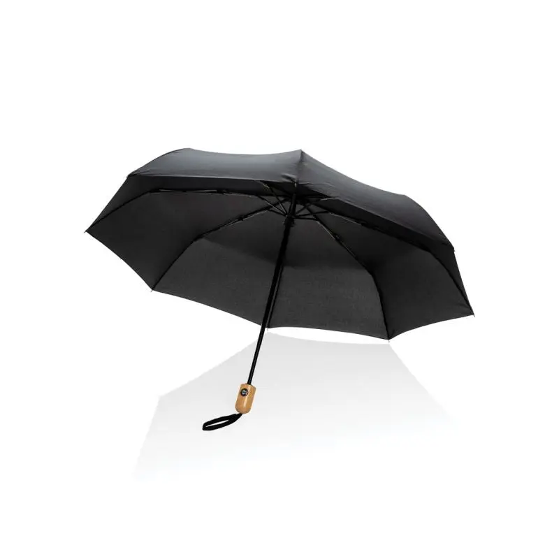 Schwarzer 21 Zoll Bambus Mini-Regenschirm mit Auto-Öffnung/Schließung