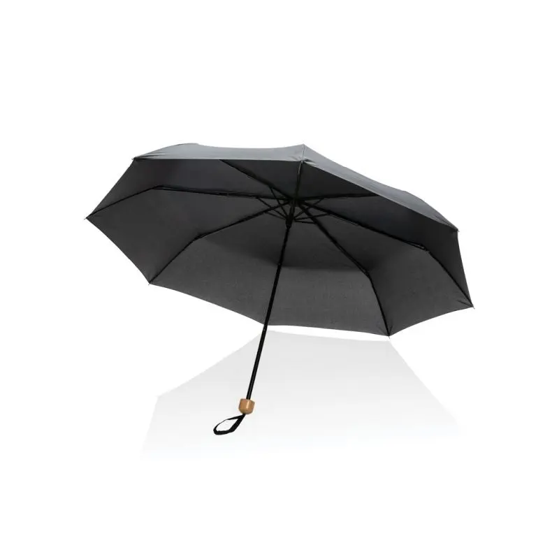 Nachhaltiger Mini-Schirm mit Bambusgriff, 20.5 Zoll - Impact AWARE™ Schwarz