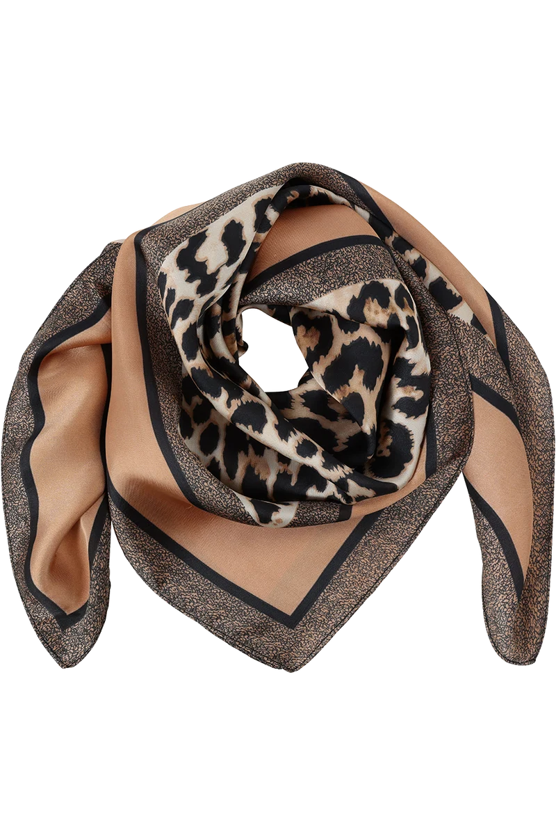 Damen Tuch mit Leodruck - bronze/taupe