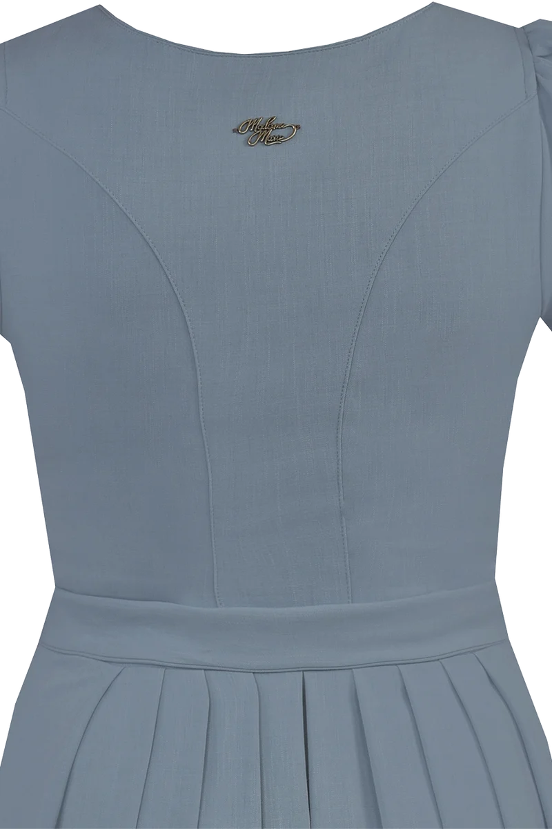 Midi-Dirndl mit Puffärmel und Stretchanteil - taubenblau