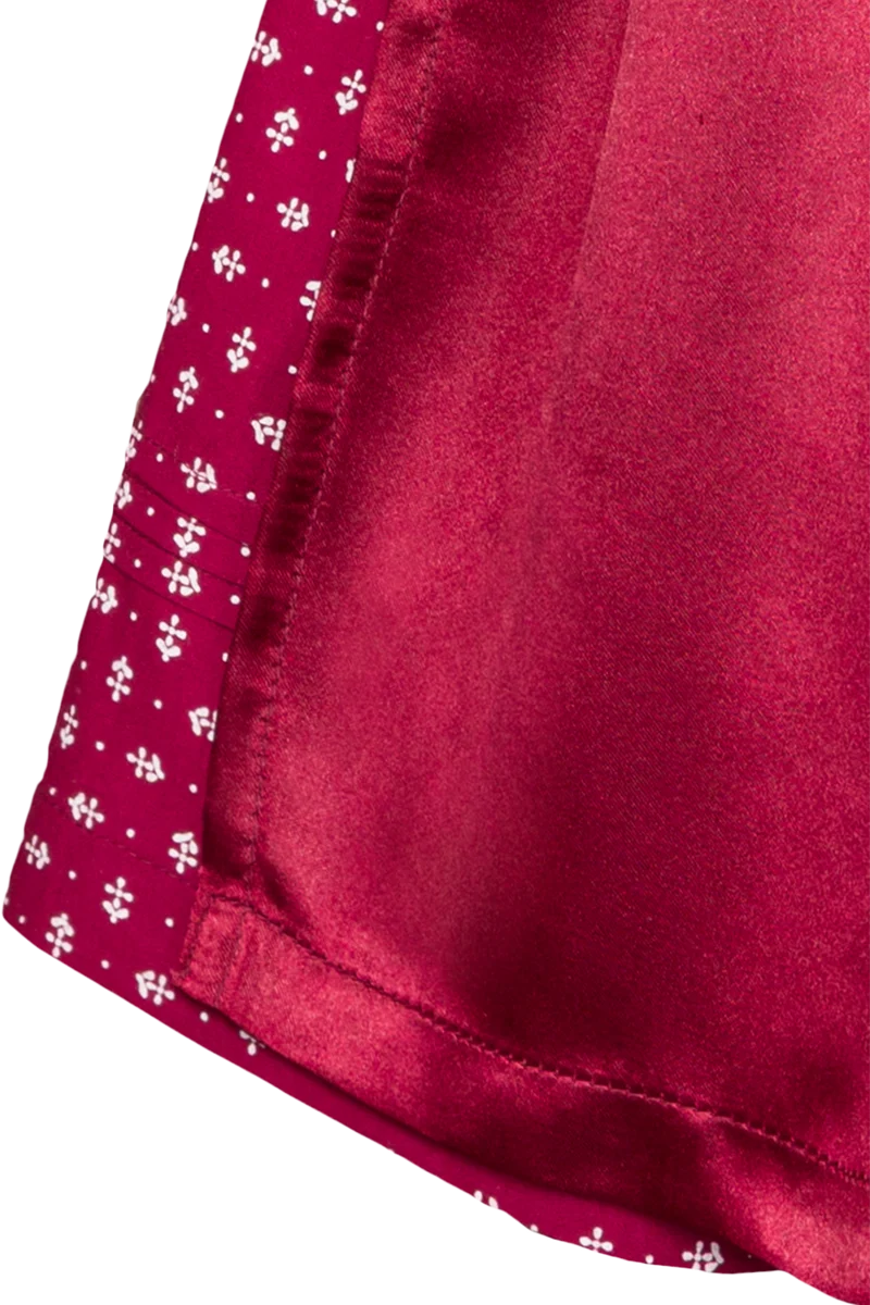 Kinderdirndl aus Baumwoll-Samt und Streublumenmuster - wine rot