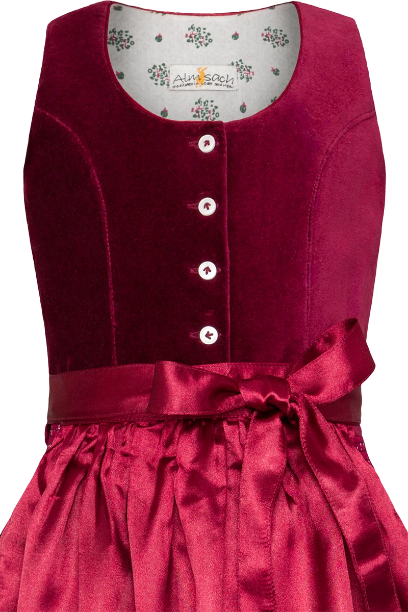 Kinderdirndl mit Samtoberteil - wine rot