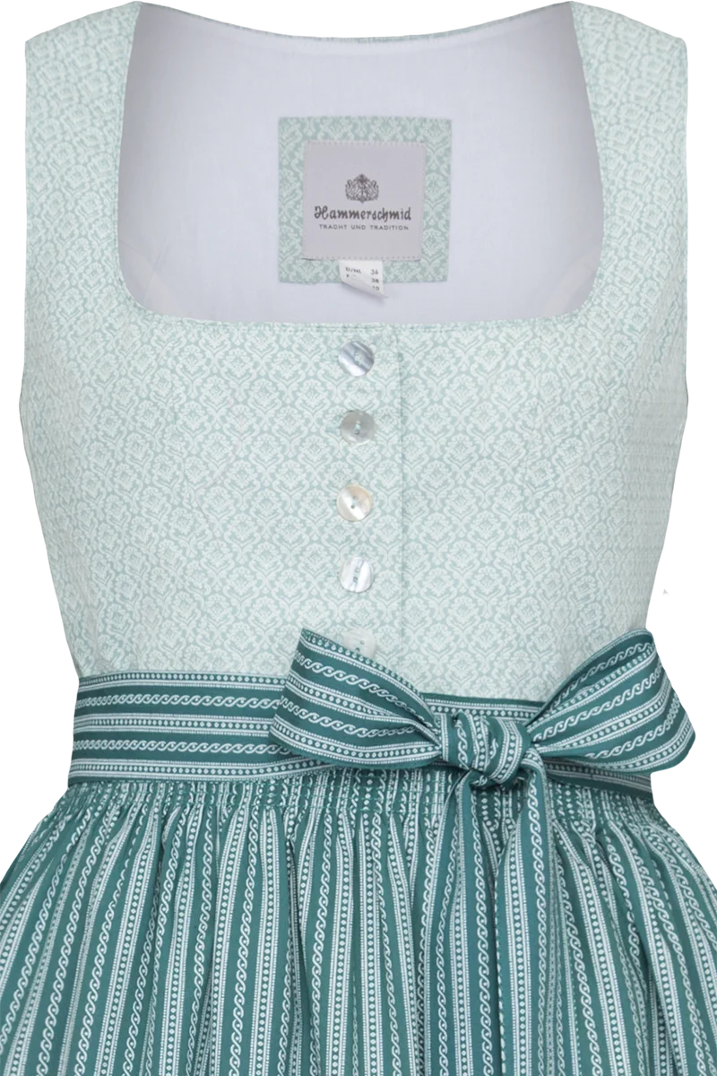 Midi-Baumwolldirndl mit Perlmuttknöpfen - türkis