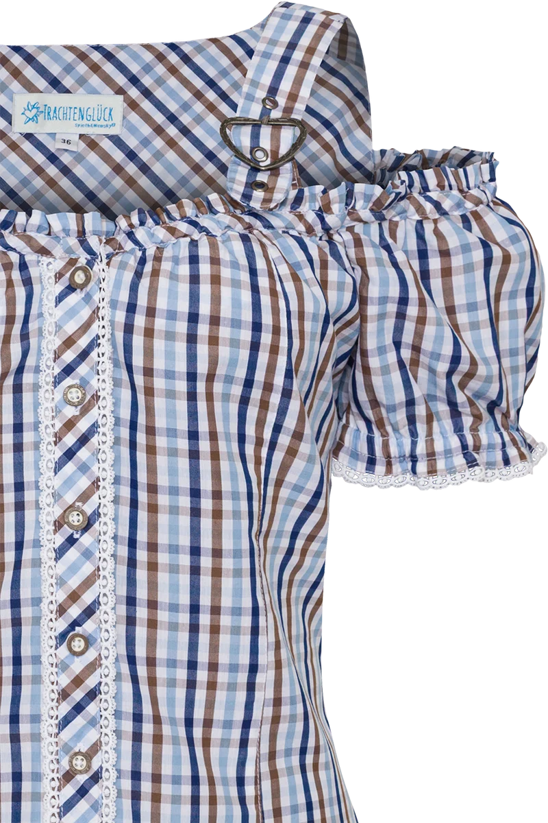 Damen Landhaus-Trachtenbluse kariert schulterfrei - blau