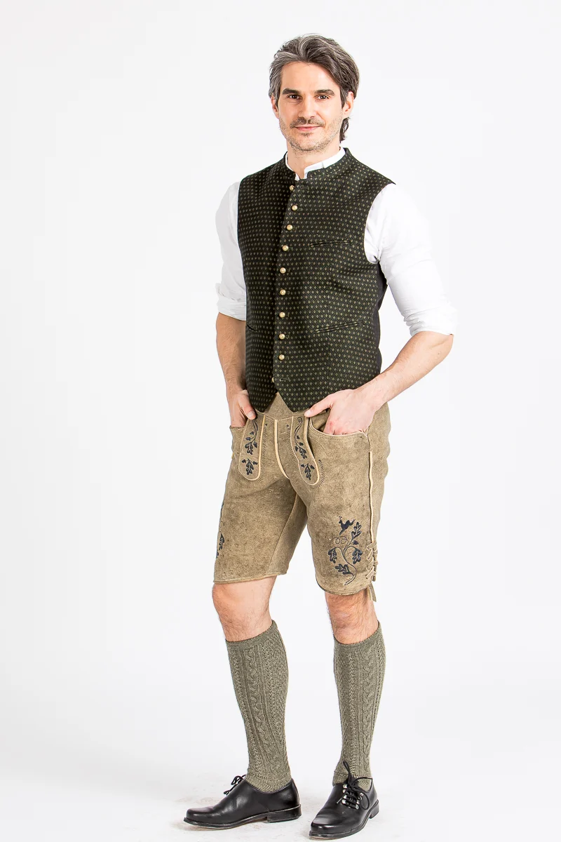 Kurze Meindl Hirschlederhose Teisenberg Old Grey