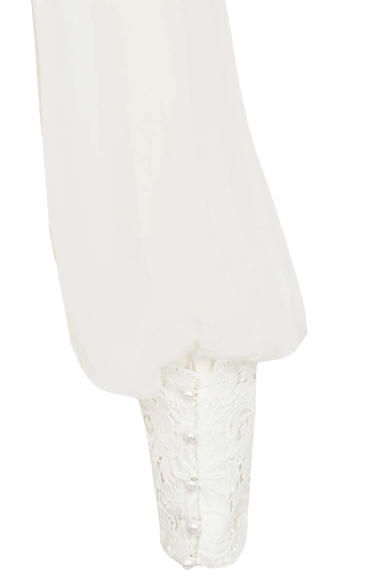 Dirndl-Bluse transparent mit Spitzenbesatz langarm