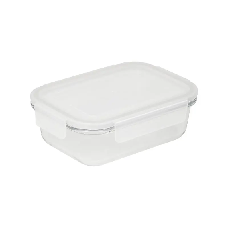 Cerrada Glass Box 17x12.6x5.5 cm - Transparent with Grey Accents, Sleek Storage Solution