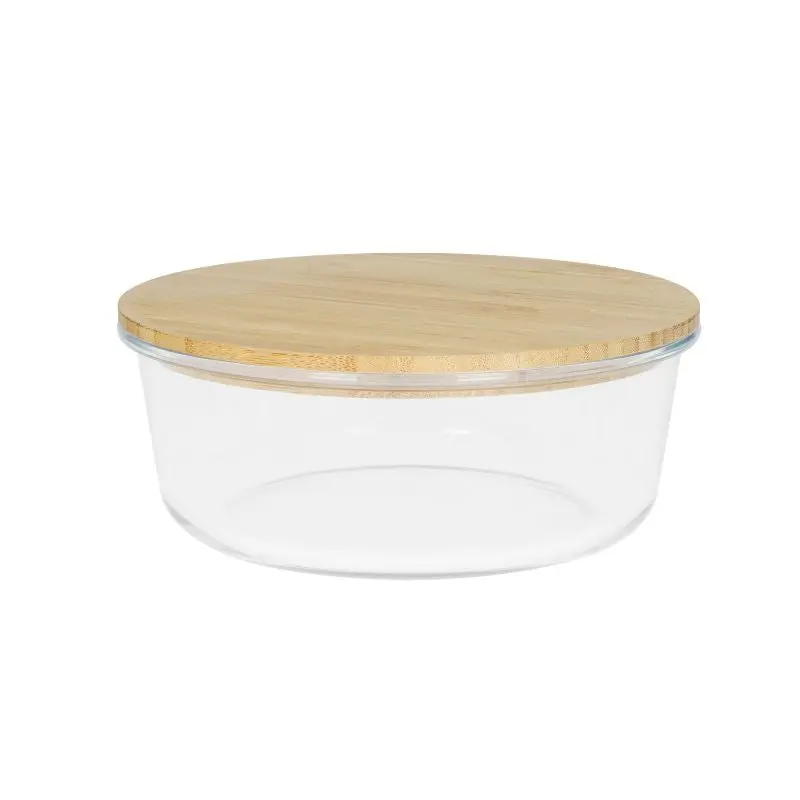 Balance Round Glass Box 17x7 cm - Transparent with Brown Accents, Stylish and Durable