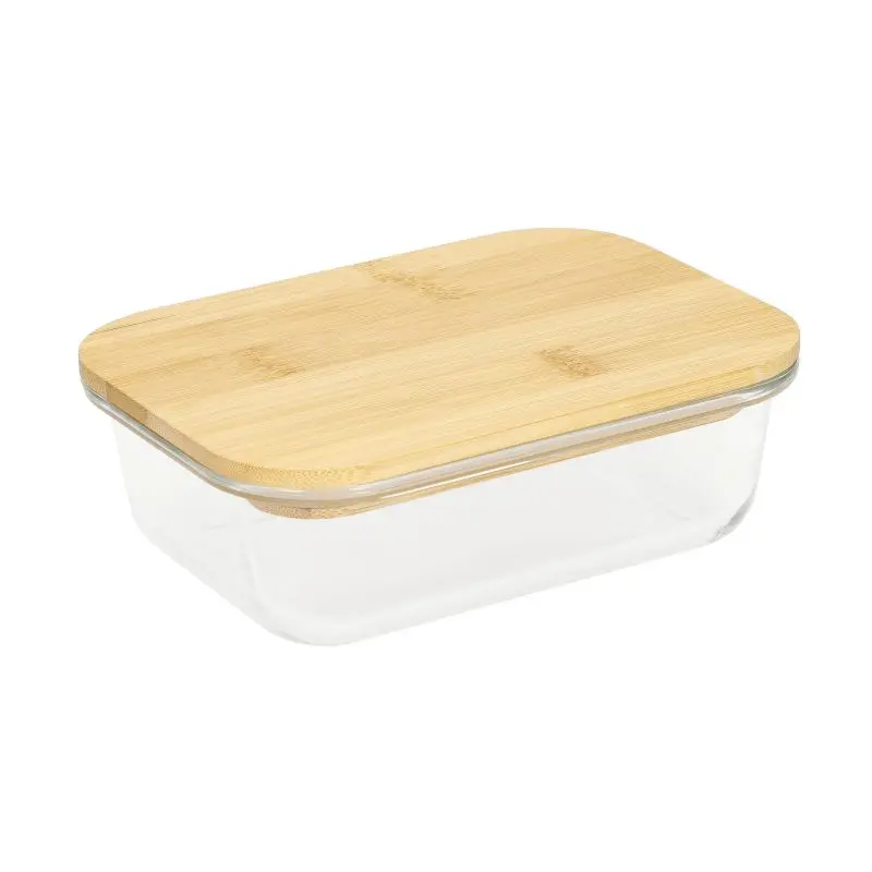 Balance Glass Box 19.5x14.5x6 cm in Transparent with Brown Accents - Elegant Storage Solution