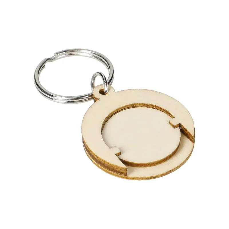 Round Natur-Holzchip Schlüsselanhänger, Ökologisch & Robust