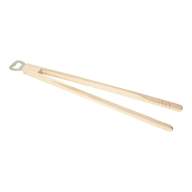 Opener Holz-Grillzange mit Kapselheber, 43 cm – Multifunktionales BBQ-Werkzeug in Natur