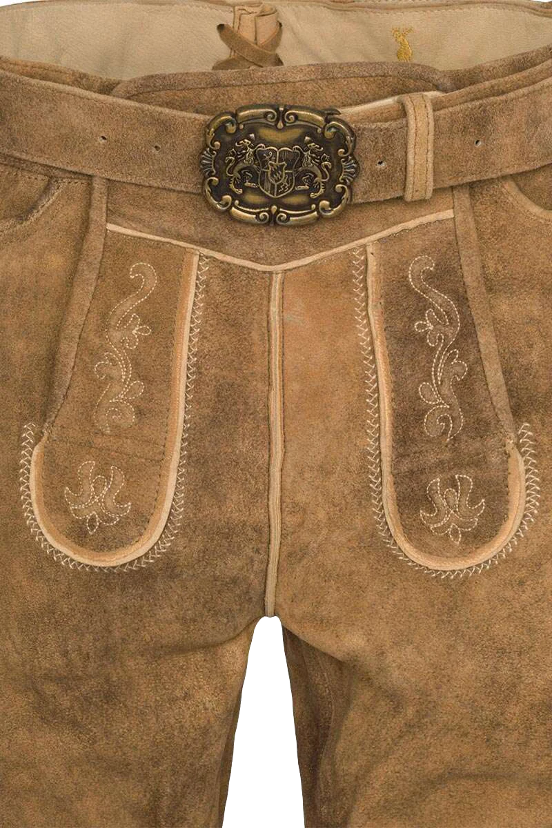 Herren Lederhose mit Gürtel kurz