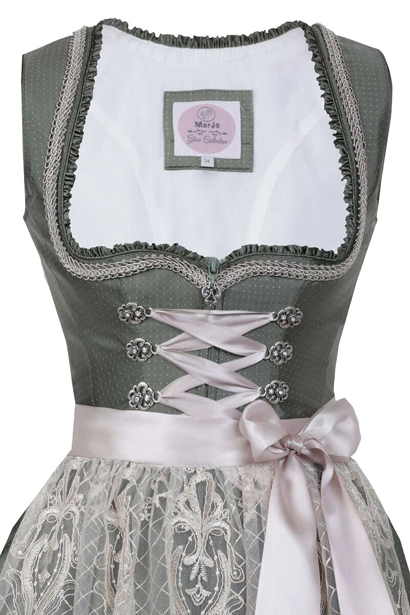 Mini Dirndl mit transparenter Spitzen-Schürze
