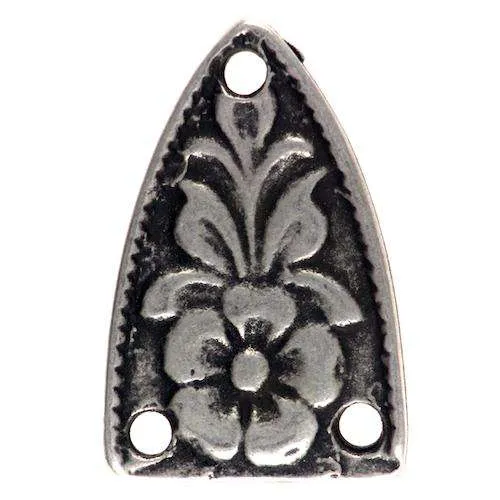 Trachtenapplikation Blumenmotiv Silberfarben – Metallapplikation TA-20