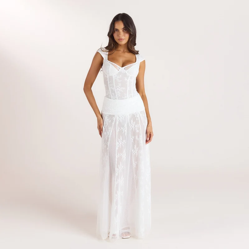 Transparenter Spitzenrock - Weiß