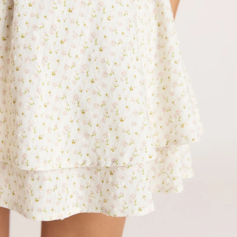 Spitzen-Minikleid - Blumencreme